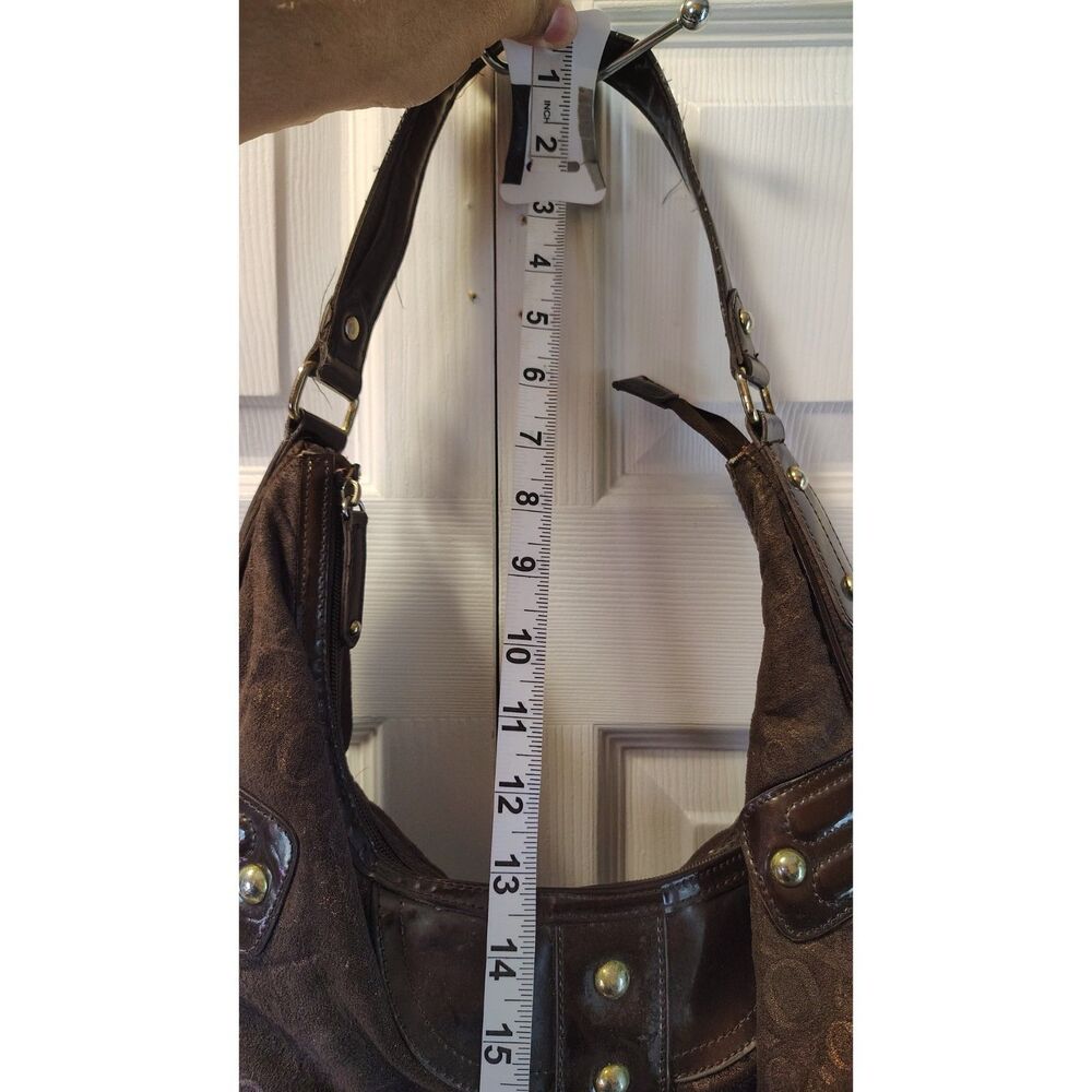 Vintage Y2K XOXO Monogram Hobo Shoulder Bag – Distressed Metallic Bronze Brown - Picture 5 of 10